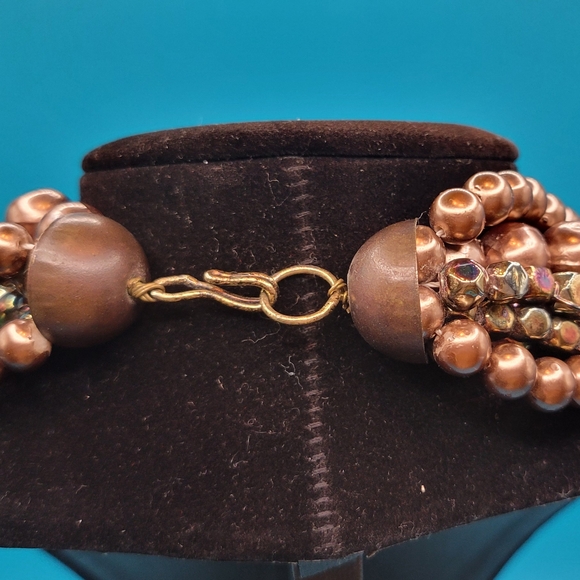 Luxurious Brown and Gold Multi-Strand Necklace - Picture 5 of 6